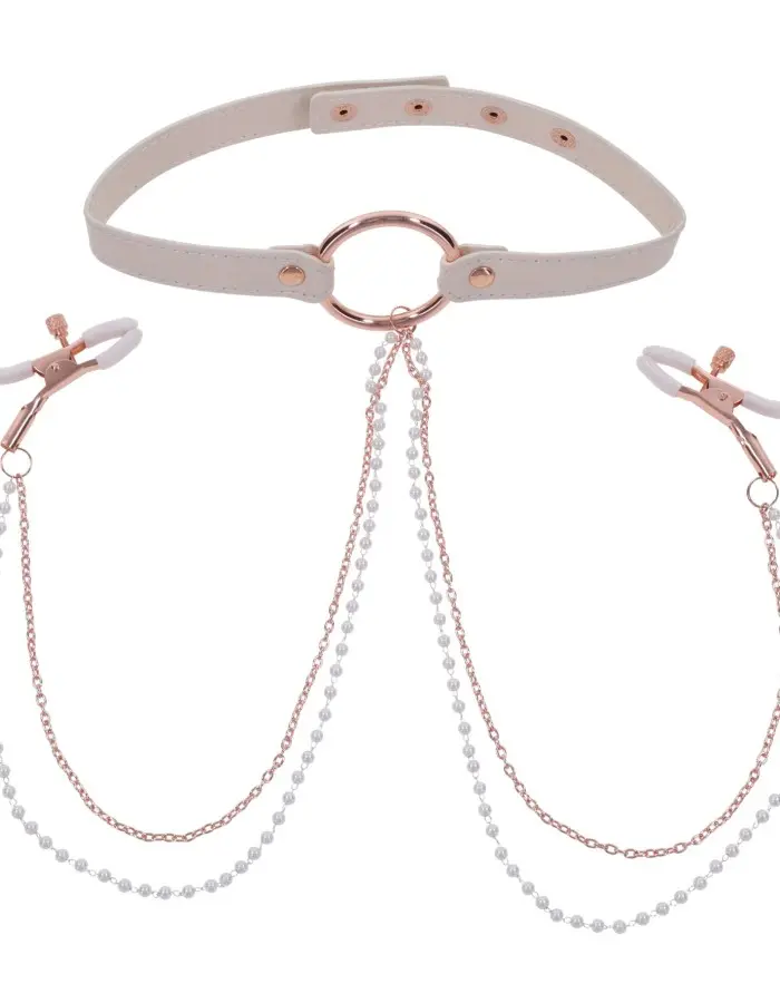 Peaches N Creame Collar With Nipple Clamps - Pink