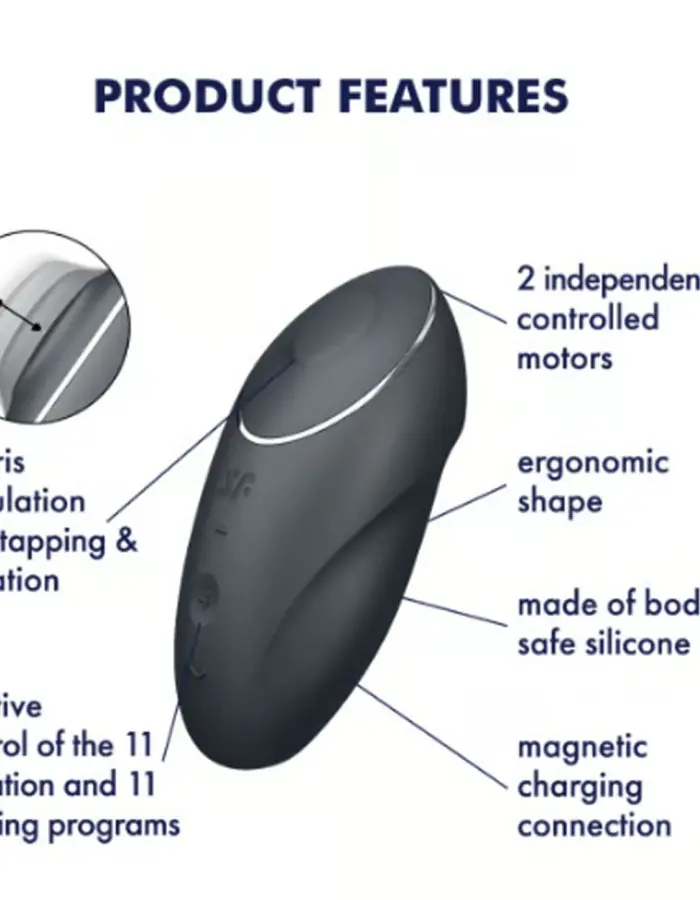 Satisfyer Tap and Climax 1 Vibrator - Grey