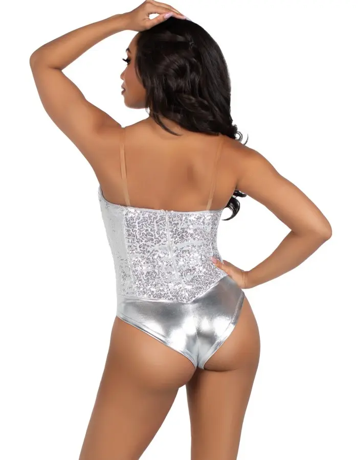 Sequin Bodysuit - Medium - Silver