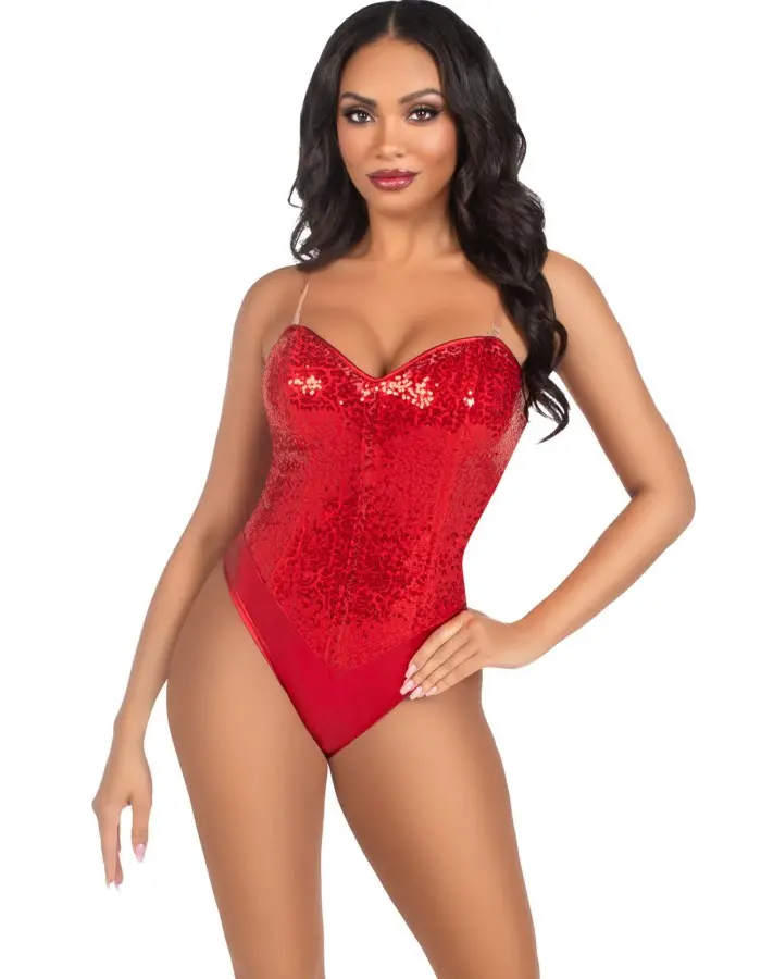 2 Pc Sequin Bodysuit - Small - Red