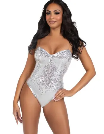 Sequin Bodysuit - Small - Silver