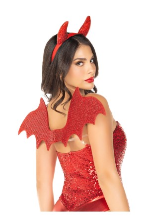 2 Pc Devil Kit, Includes Wings and Headband - Red