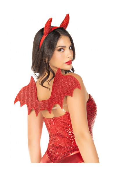 2 Pc Devil Kit, Includes Wings and Headband - Red