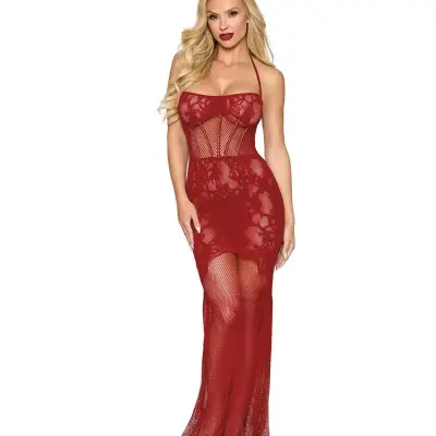 Bodystocking Gown Dmnd - One Size - Red