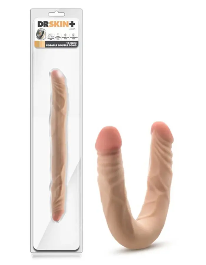 Dr. Skin Plus - 14 Posable Double Dong - Beige