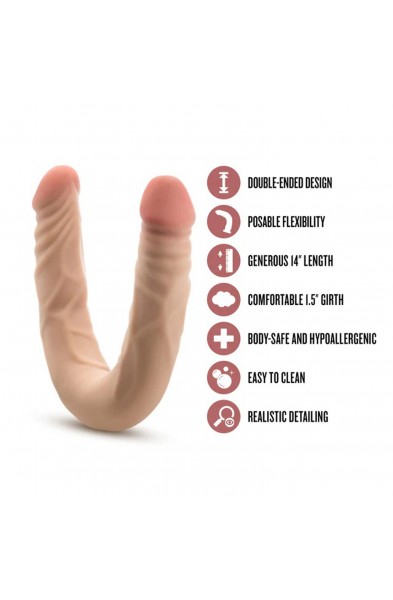 Dr. Skin Plus - 14 Posable Double Dong - Beige