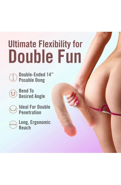 Dr. Skin Plus - 14 Posable Double Dong - Beige