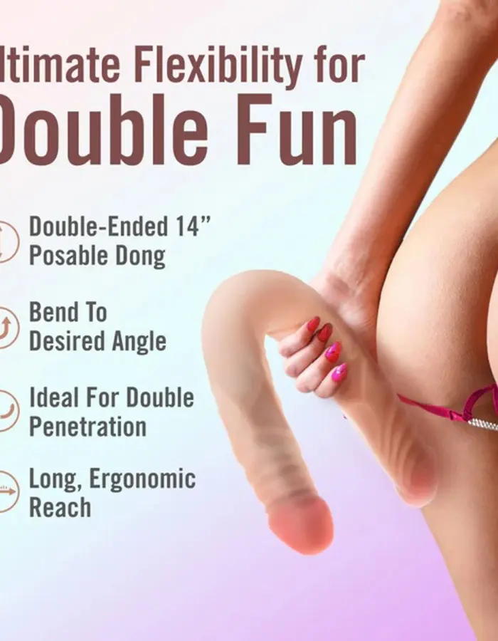 Dr. Skin Plus - 14 Posable Double Dong - Beige