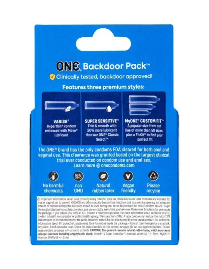 One Backdoor 3 Count Condoms