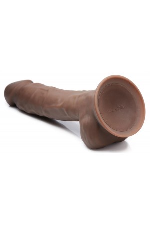 Fleshstixxx 8" Vibrating Silicone Dildo With Balls Brown