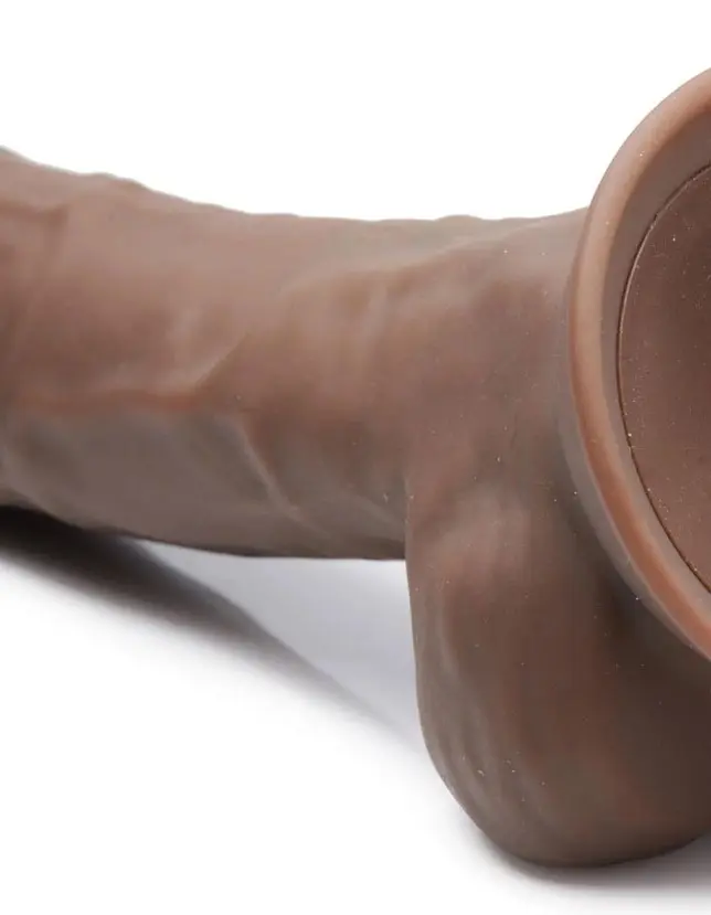 Fleshstixxx 8" Vibrating Silicone Dildo With Balls Brown