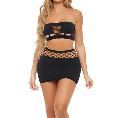 Net Worth 2pc Bandeau Set - One Size - Black