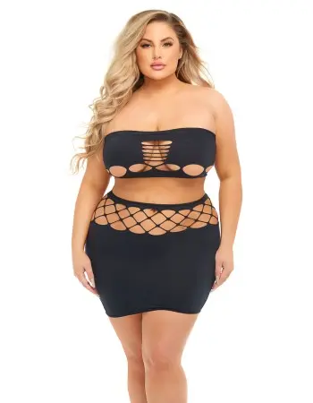 Net Worth 2pc Bandeau Set - Queen - Black