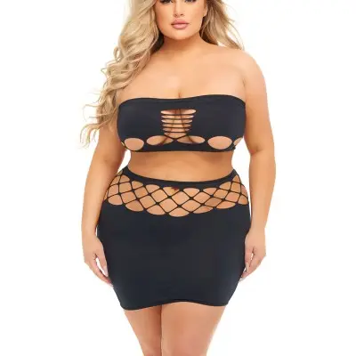Net Worth 2pc Bandeau Set - Queen - Black