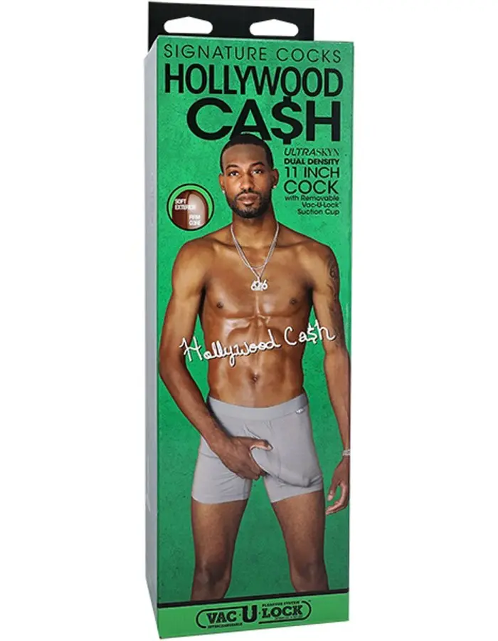 Signature Cocks Hollywood Cash 11" Cock With Removable Vac-U-Lock Suction Cup - Chocolate