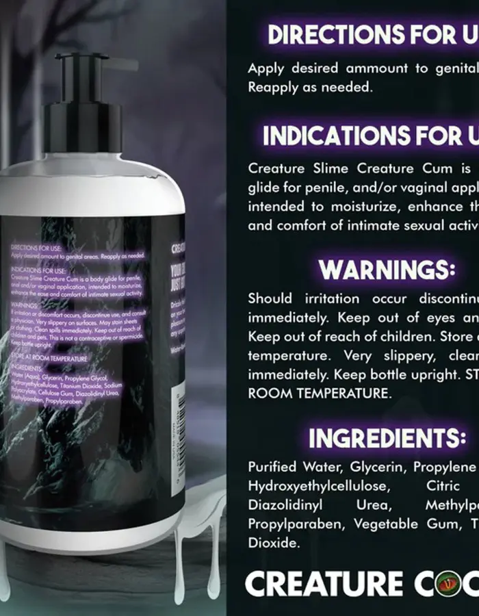 16oz Creature Slime Creature Cum Unscented Jizz - Lubricant - Clear