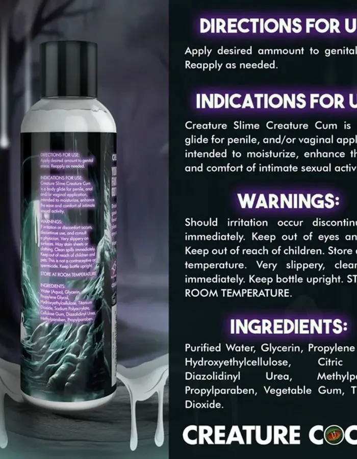 8oz Creature Slime Creature Cum Unscented Jizz - Lubricant - Clear