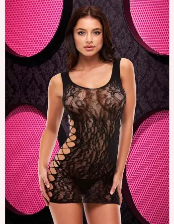 Leopard Lace Mini Dress - One Size - Black