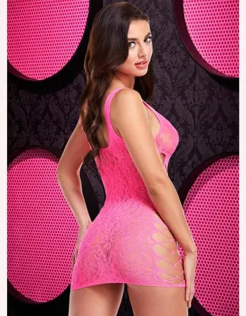 Leopard Lace Mini Dress - One Size - Pink