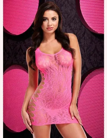 Leopard Lace Mini Dress - One Size - Pink