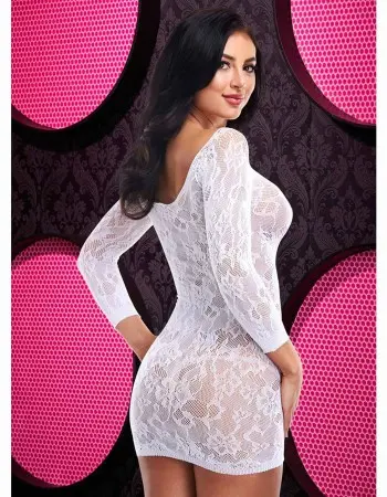 Lace Off the Shoulder Mini Dress - One Size -White
