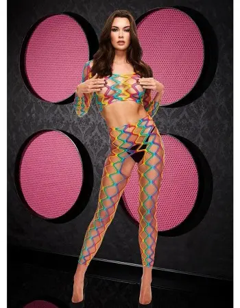 2pc Rainbow Crop Top and Pants Set - One Size