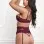 Italian Plum 4pc Bra, High Waist Panty, Belt and - Stockings - One Size