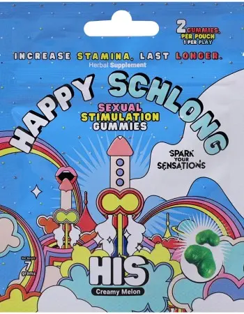 Happy Schlong (His) - Sexual Stimulation Gummies - 12 Pk/2 Pcs Per Pouch - Display