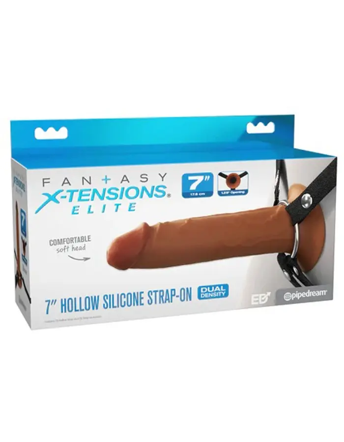 Fantasy X-Tensions Elite 7" Silicone Hollow Strap Dual Density - Brown