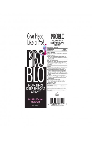 Pro Blo Throat Numbing Spray 1oz - Bubblegum