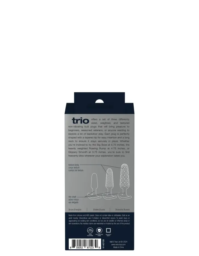 Trio Non-Vibrating Butt Plug Set - Blue
