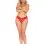 Heart Lace Crotchless Panty - Queen Size - Red