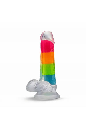 Neo Elite Glow in the Dark Rainbow Rave 6.5" Silicone Dual Density Dildo Multicolored