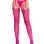 Magenta Heart Lace Trimmed Heart Net Stockings - Net Stockings - With Garter Belt - Os