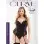 Embroidered Bustier and  G-String - 1x-2x - Black