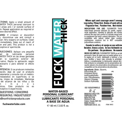 Fuck Water Thick 2oz Clear Water Based Lubricant