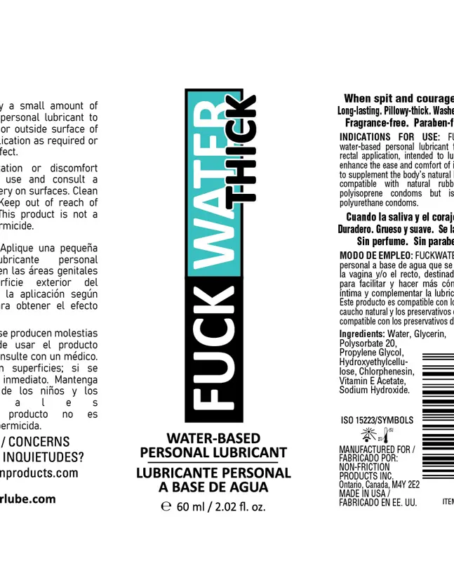 Fuck Water Thick 2oz Clear Water Based Lubricant