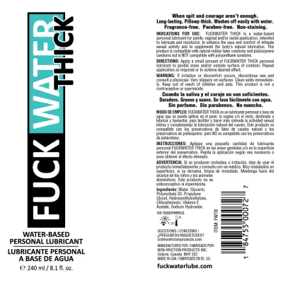 Fuck Water Thick 8oz Clear Water Based Lubricant