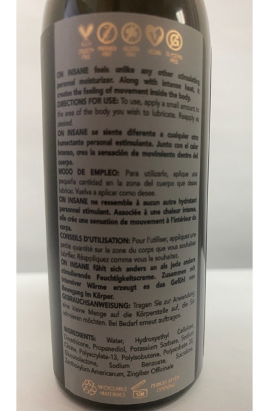 On Insane Ultra-Stimulating Personal Moisturizer - 4oz Original Unflavored -