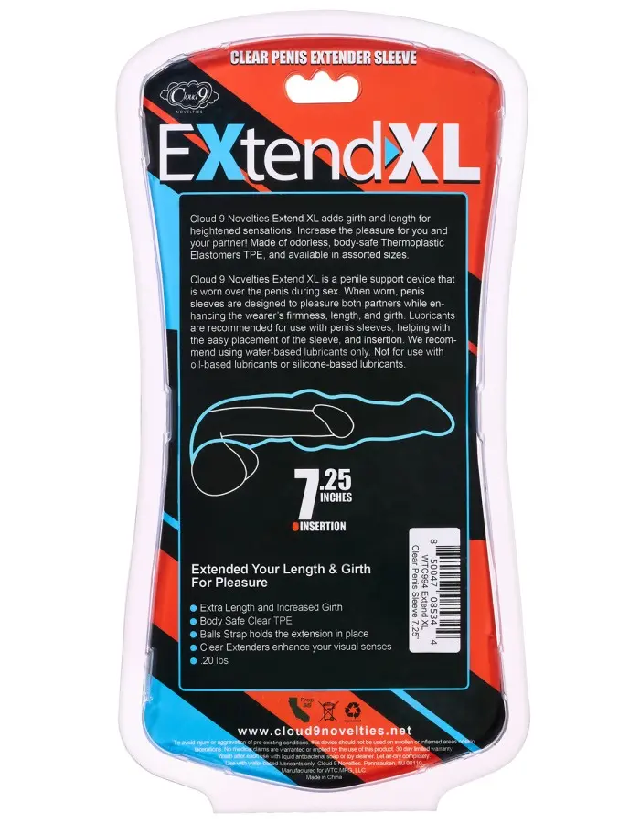 Extend XL Penis Sleeve 7.25" - Clear