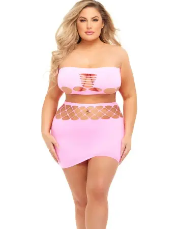 Net Worth 2pc Bandeau Set - Queen - Pink