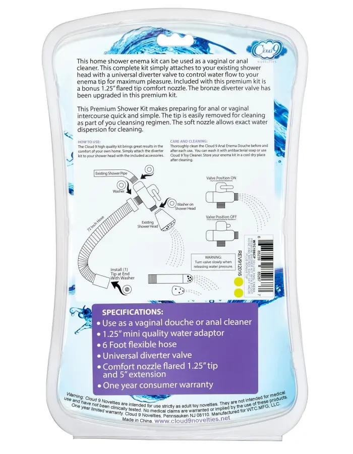 Fresh + Premium Shower Enema Kit with Diverter and Tips