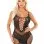Black Lace and Net Mini Dress - With Dual Strap Detail - Os