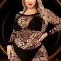 Long Sleeve Mini Dress - Queen Size - Black