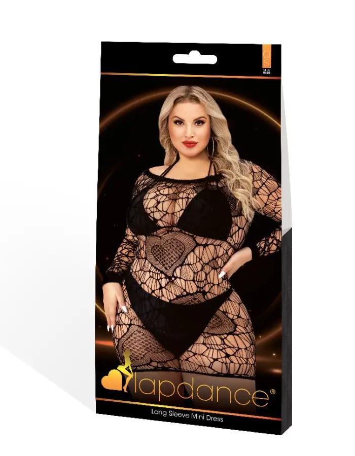 Long Sleeve Mini Dress - Queen Size - Black