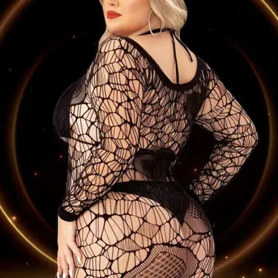 Long Sleeve Mini Dress - Queen Size - Black