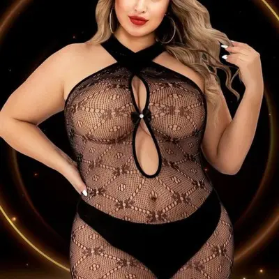 Halter Top Mini Dress - Queen Size - Black
