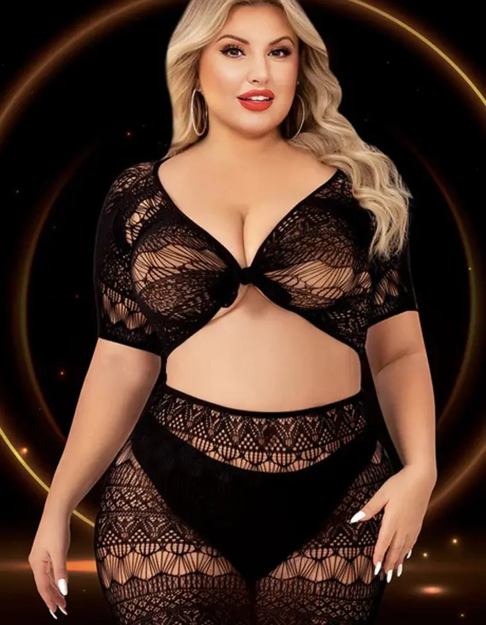 2 Piece Crop Top and Skirt Set - Queen Size - Black