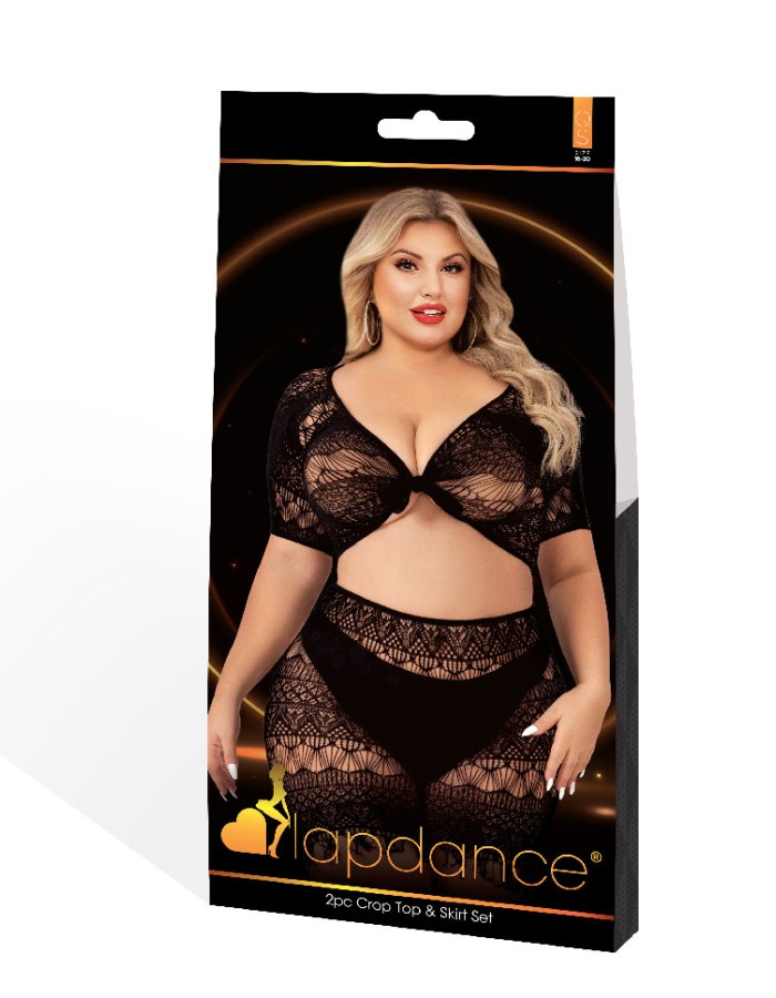 2 Piece Crop Top and Skirt Set - Queen Size - Black