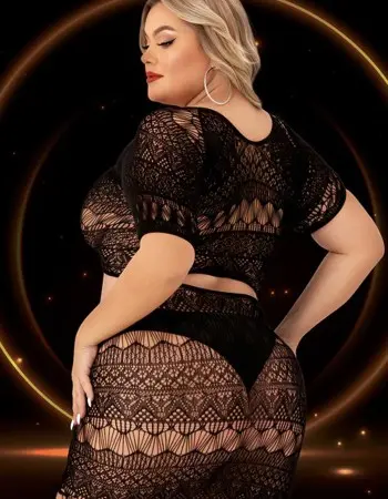 2 Piece Crop Top and Skirt Set - Queen Size - Black